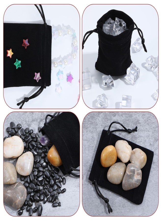 Pafeooui 100pcs Black Velvet Drawstring Jewelry Pouches, 4” x 4.8” Small Gift Bags for Wedding Favors, Jewelry Storage, Party Treats & Travel Organizer - Image 4